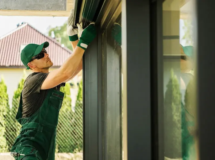 Tecnico al lavoro sulla riparazione di una serranda a Monza